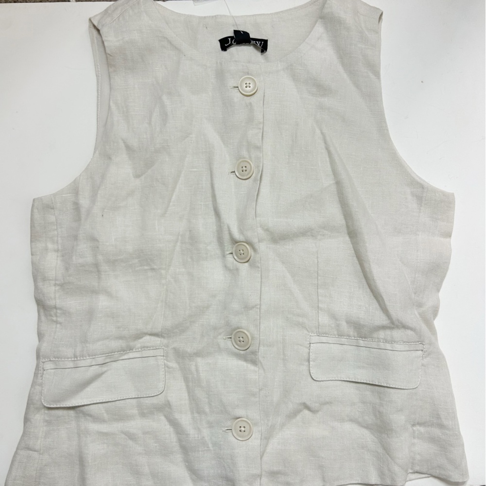 NWT J.Crew Crewneck vest in linen (size 0) - Picture 2 of 6